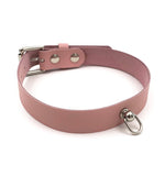 Leather D Ring Kitten Collar - Baby Pink