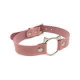 Leather Cat Collar - Baby Pink