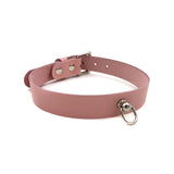 Leather D Ring Kitten Collar - Baby Pink