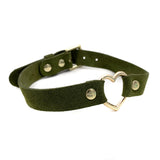 Suede Gold Heart Collar - Green
