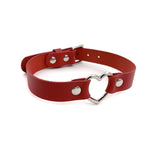 Leather Heart Collar - Red