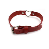 Leather Heart Collar - Red