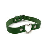 Leather Heart Collar - Green