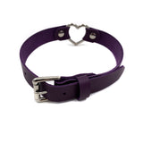 Leather Heart Collar - Purple