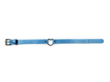 Leather Heart Ring Collar - Baby Blue