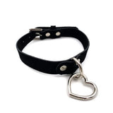 Suede Hanging Heart Collar - Black