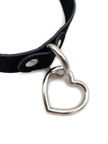 Suede Hanging Heart Collar - Black