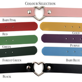 Leather Heart Collar - Custom Colours