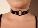 Leather O Ring Collar - Black