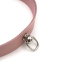 Leather D Ring Kitten Collar - Baby Pink