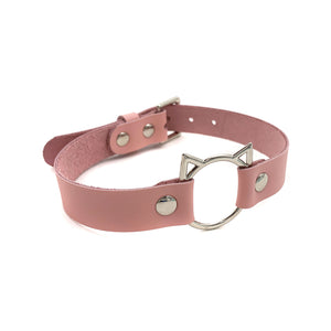 Leather Cat Collar - Baby Pink