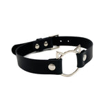 Leather Cat Ring Collar - Black
