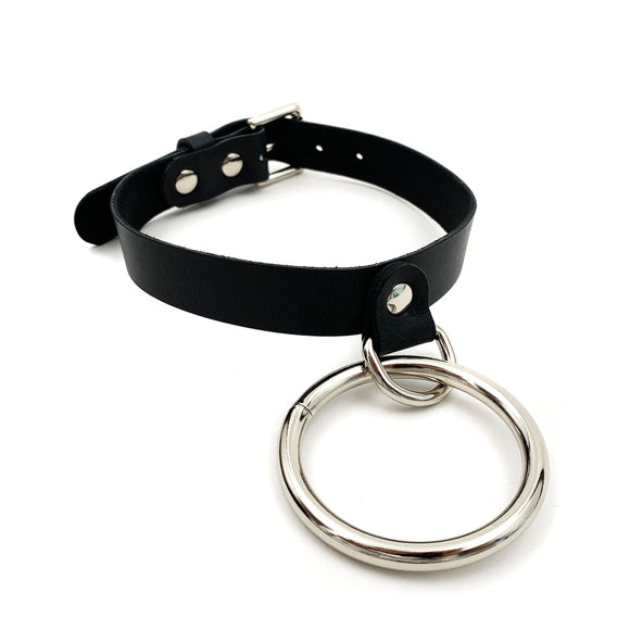 Large Hanging O Ring Collar - Black