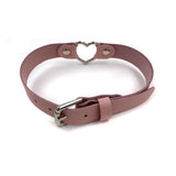 Leather Heart Collar - Baby Pink
