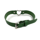 Leather Heart Collar - Green