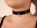 Leather D Ring Kitten Collar - Black