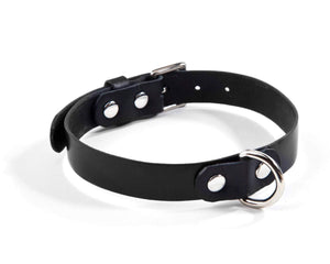 Leather D Ring Collar - Black