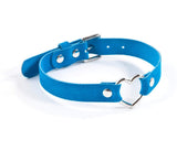 Suede Heart Ring Collar - Aqua Blue