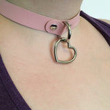 Hanging Heart Collar - Baby Pink
